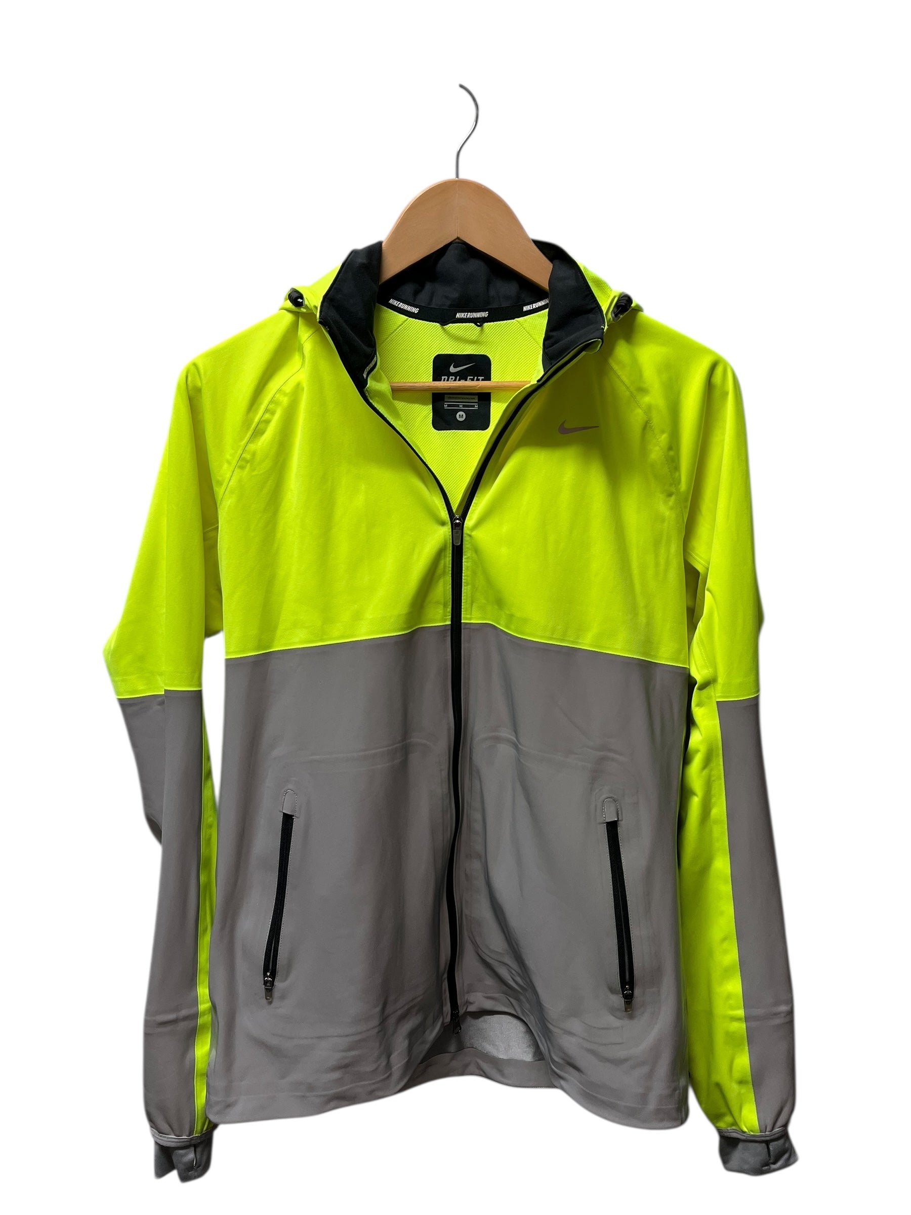 Nike Neon Yellow and Reflective Running Jacket (Medium)
