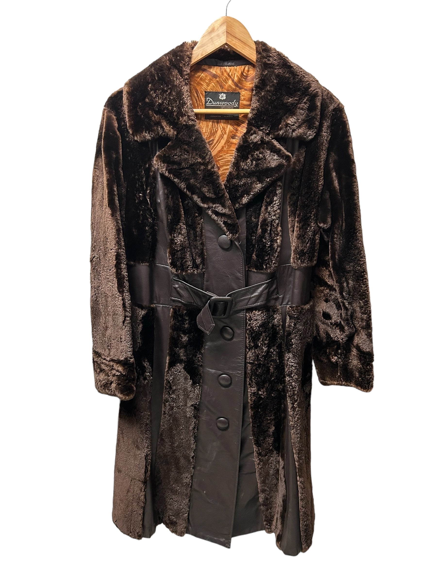 Dunwoody Furs Vintage Real Beaver Fur and Leather Long Coat (M-L)